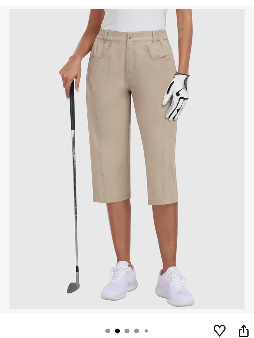 Beige Cropped Golf/Hiking Capri Pants